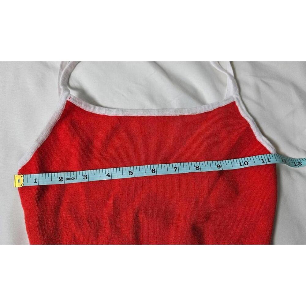 Forever 21 Women's Red‎ Bodysuit  with White Straps and Piping Size XS - Picture 5 of 6